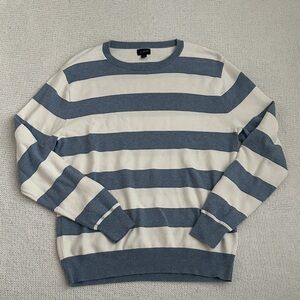 J Crew 100% Cotton Blue & White Striped Sweater Size Medium